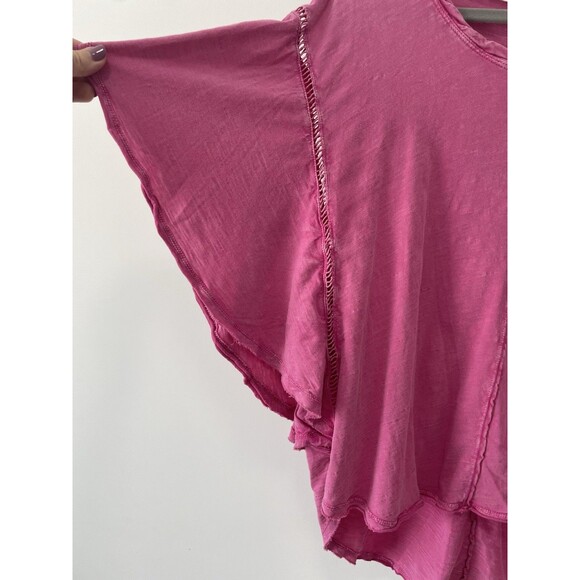 Pilcro Anthropologie Flutter Short Sleeve Pink Size Medium Boho Hippie Fairy - Picture 3 of 7